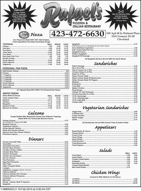 Online ordering menu for Rafael's Italian Restaurant. . Rafaels italian restaurant cleveland tn